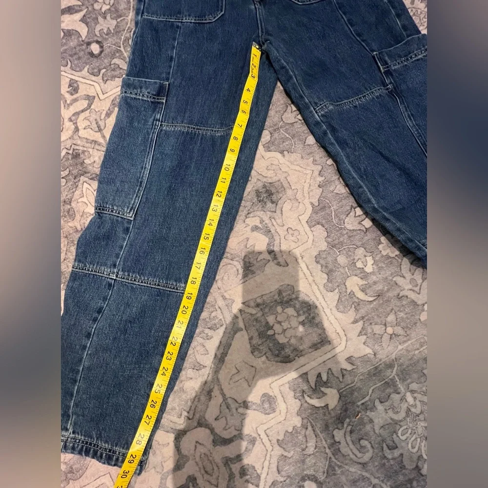 BDG Jeans Women's 28 High Rise Baggy Cargo Carpenter Stritch Medium Wash Denim - Picture 11 of 14